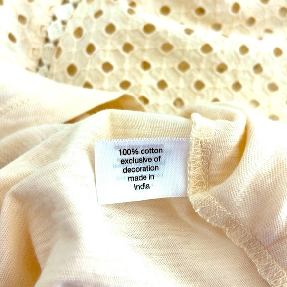 Lane Bryant Cream Short Sleeve Smocked Blouse w/Eyelet Design. Size 18/20 - Picture 5 of 8